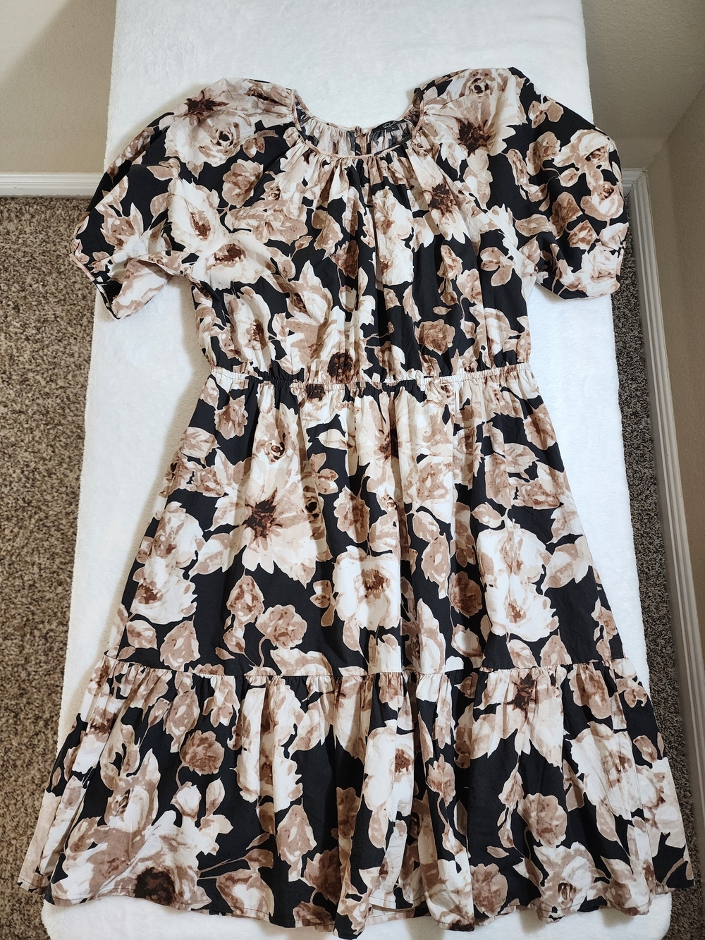 Rails Khloe Dress Sepia Roses Puff Sleeve Mini Medium Cotton Blend - Picture 4 of 13